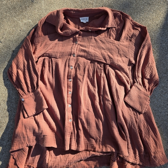 Before You Tops - Women's Rust Button-Down Shirt